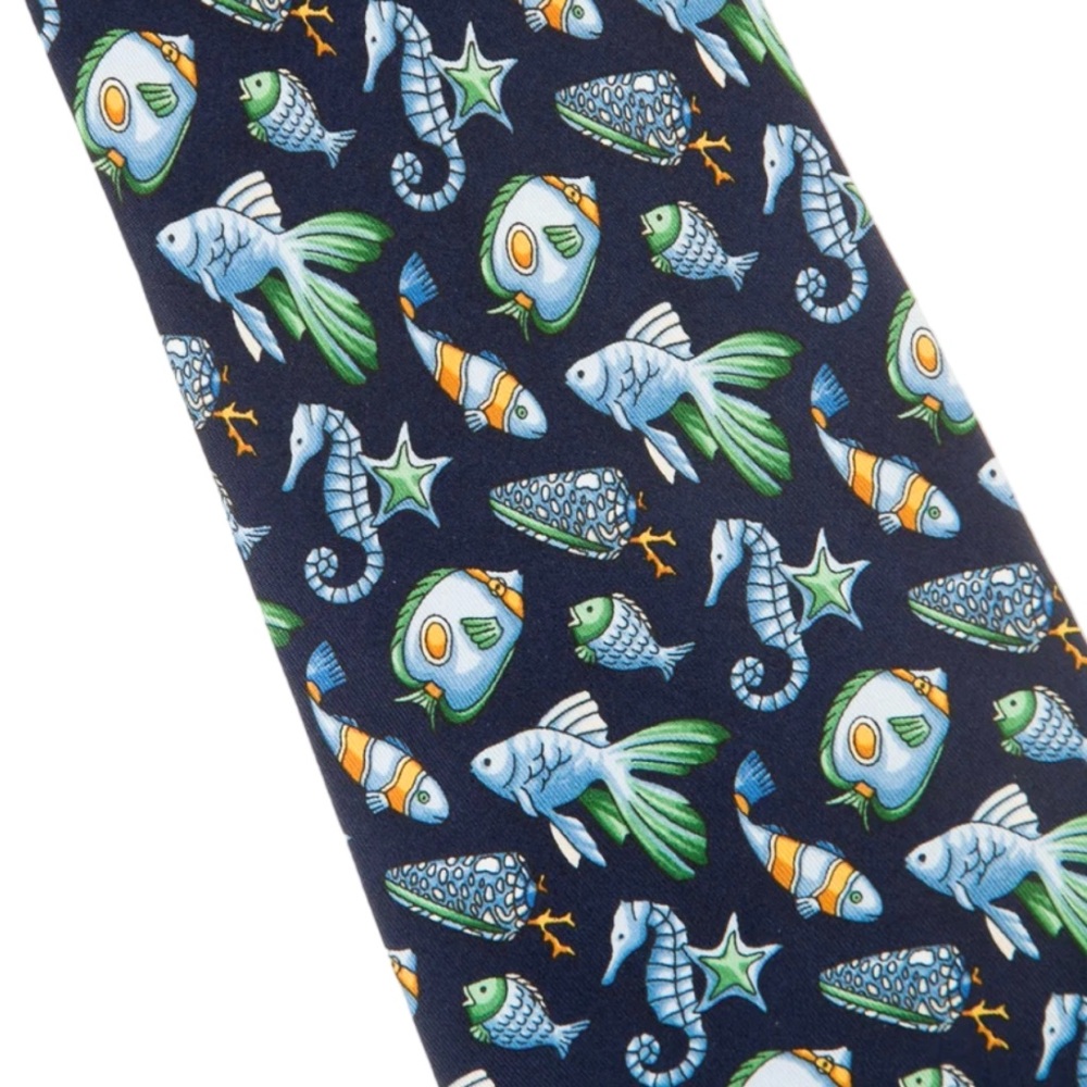 GUCCI • Vintage Fish Seahorse Business Classic Tie - Picture 9 of 10